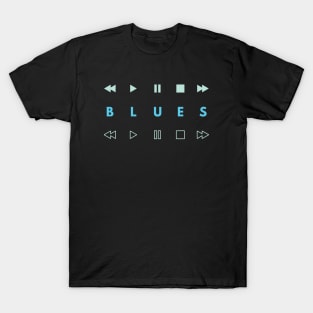 Blues Style Music Player Buttons Light Blue T-Shirt